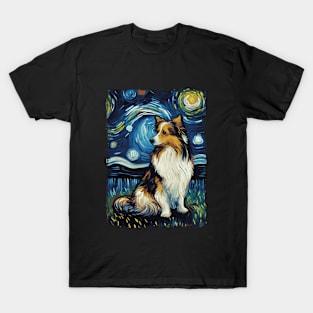 Shetland Shepherd Dog Starry Night T-Shirt